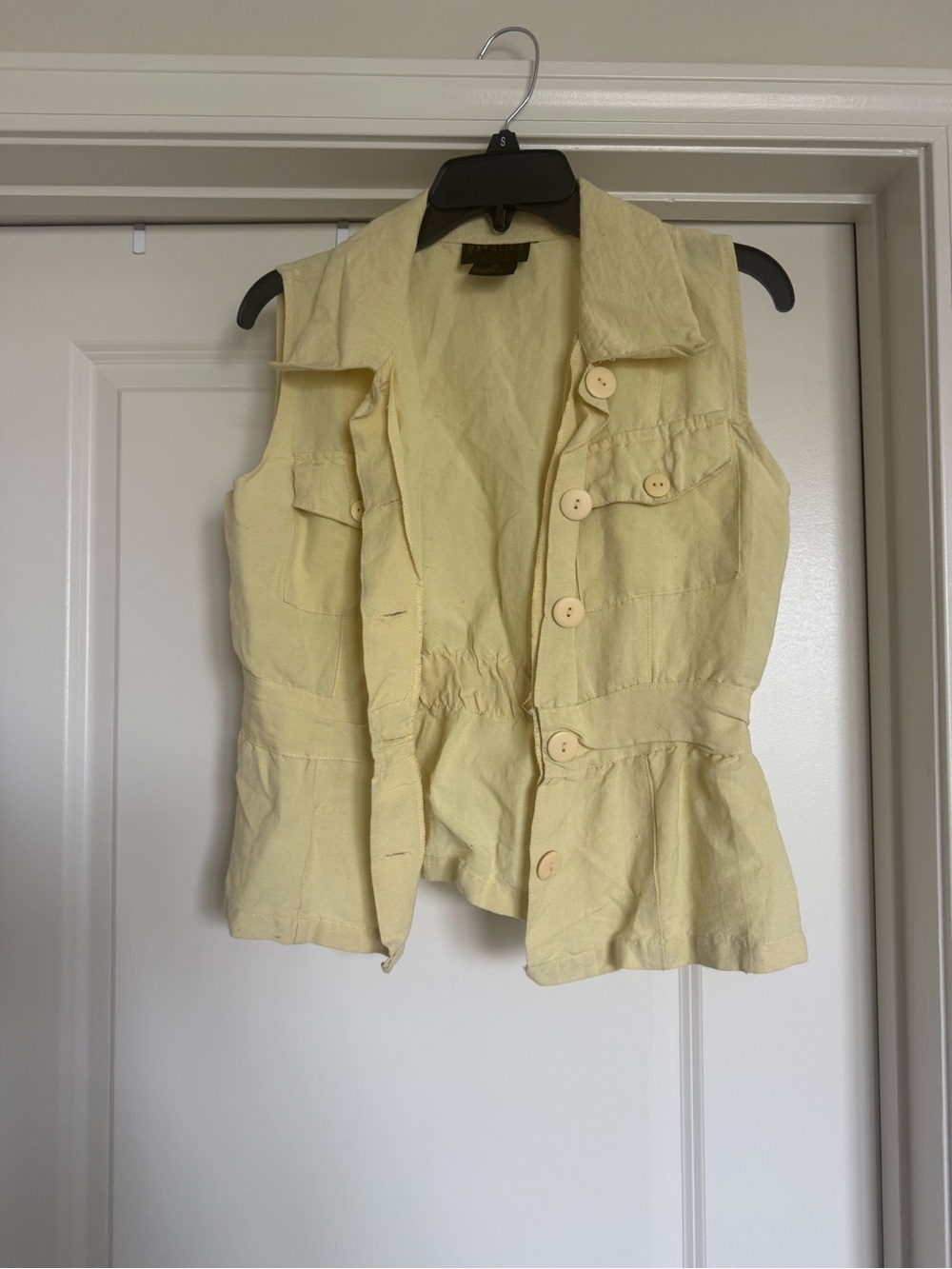 Light Yellow Sleeveless Button-Front Top